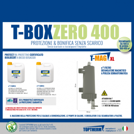 T-BOX ZERO 400 Gotowy zestaw do czyszczenia i zabezpieczenia instalacji bez spuszczania wody (dom 300-400m2, filtr 10 000 gauss)